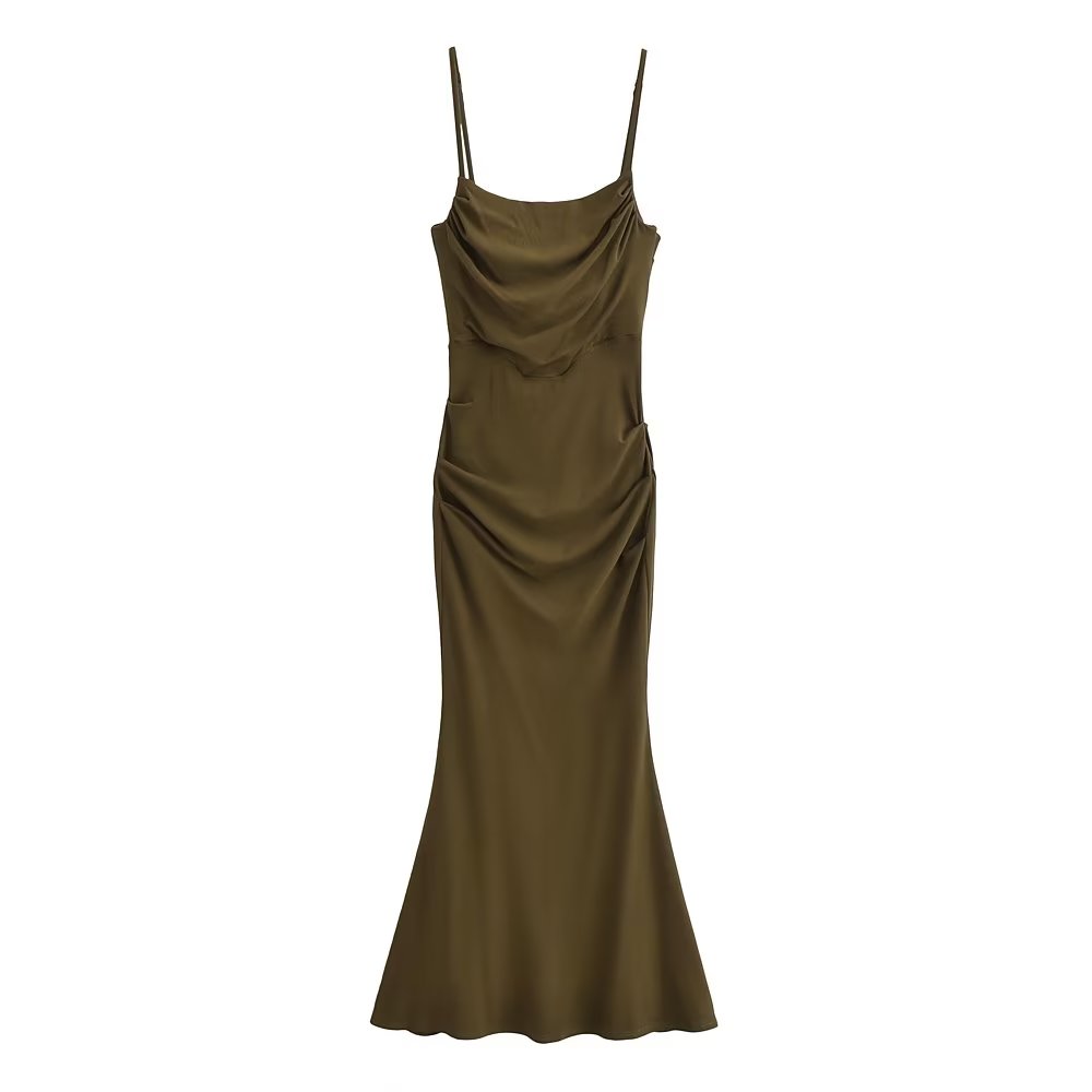 Sexy Sexy Pleated Boning Corset Strap Dress Summer Waisted Slim Fit Package Hip Dress