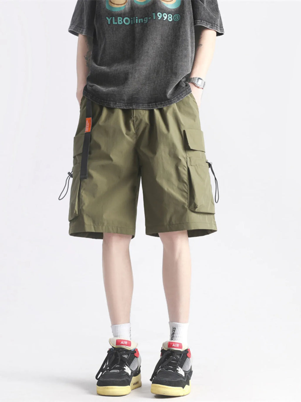 Men 's Full Size Multi-Pocket Relaxed Fit Cargo Shorts Plus Size
