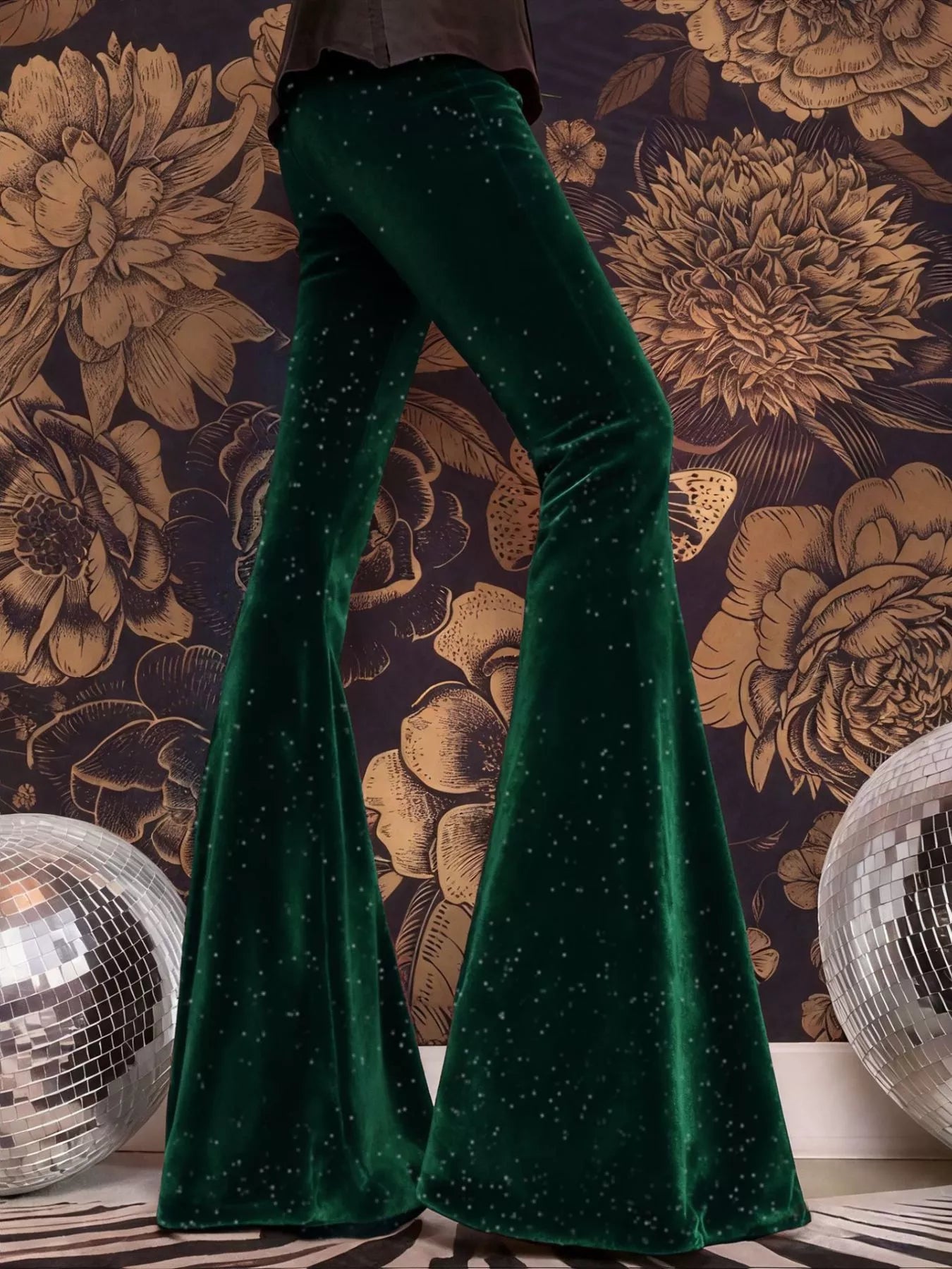 Velvet High Waist Flared Pants