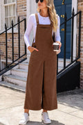 Corduroy Wide-Leg Overalls with Pockets
