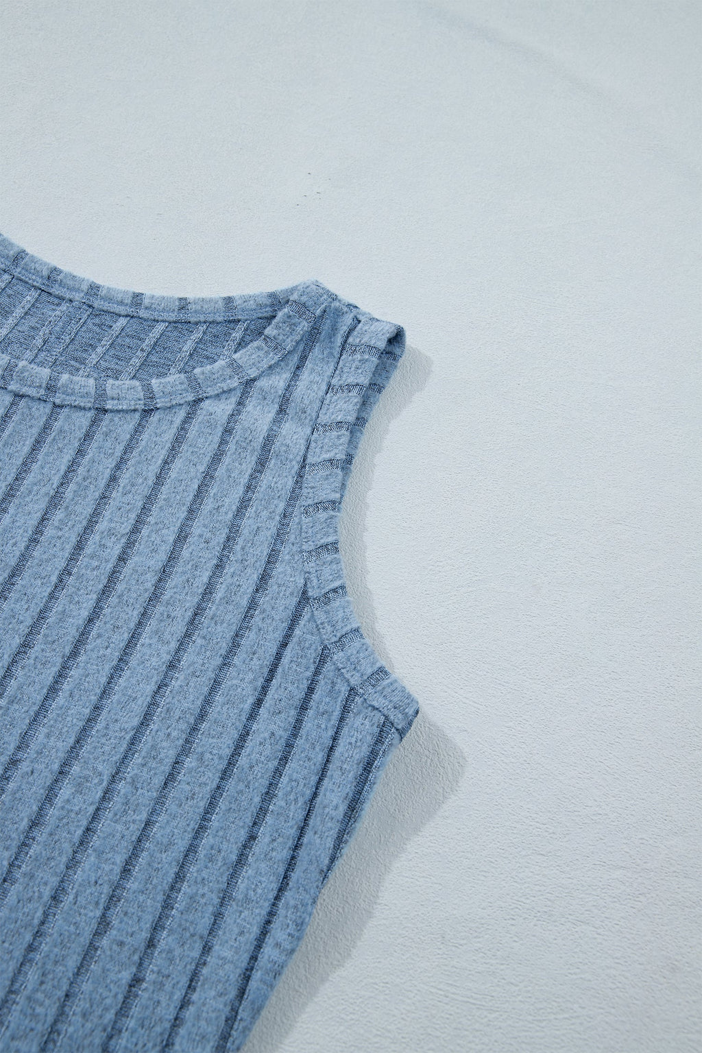 Sky Blue Slim Ribbed Mineral Wash Tank Top