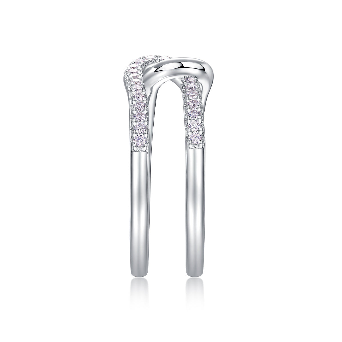 S925 Silver 3.7g Platinum Plated Moissanite Ring, 22pcs D VVS1 Interlocking Band, GRA Certified US 5-9