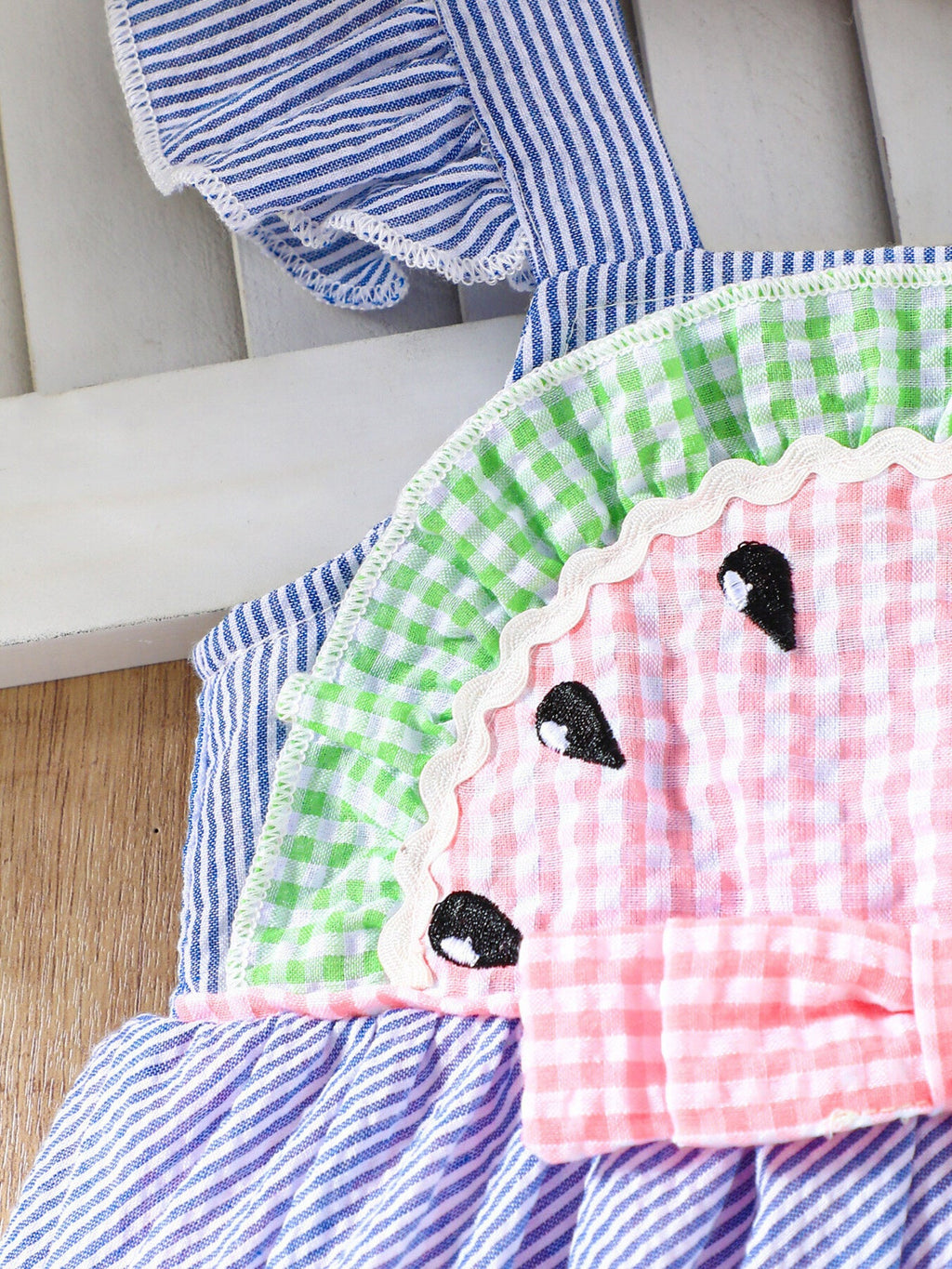 Children's Striped Watermelon Ruffle Sleeve Dress