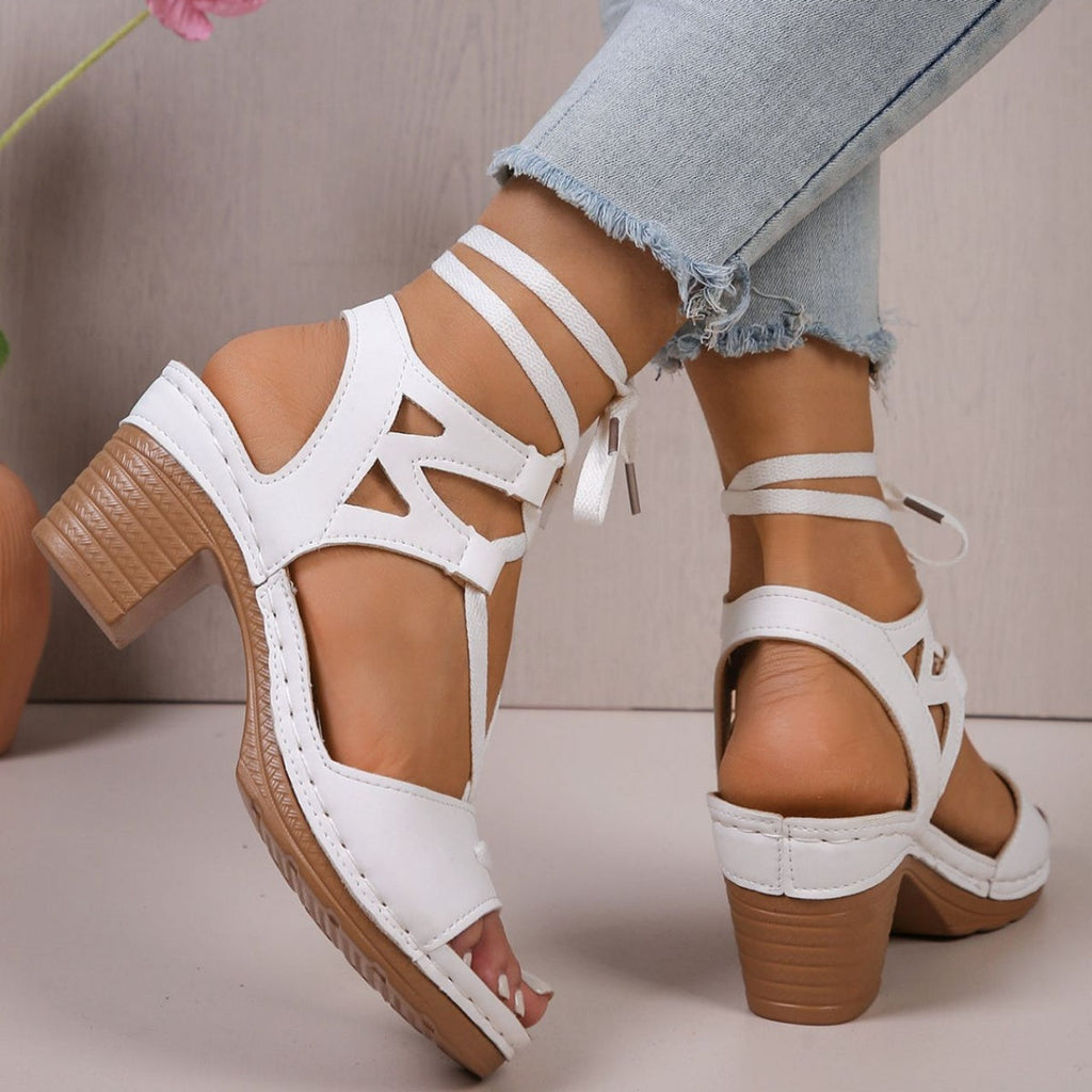 Lace-Up Block Heel Sandals