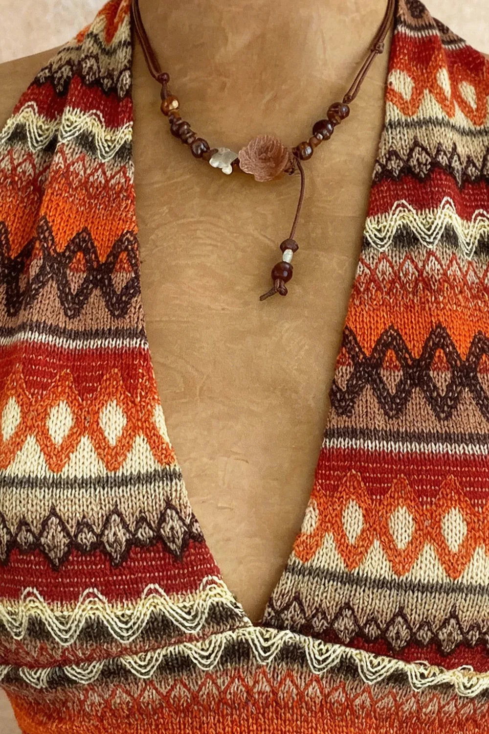 Ethnic Print Halter Neck Cami