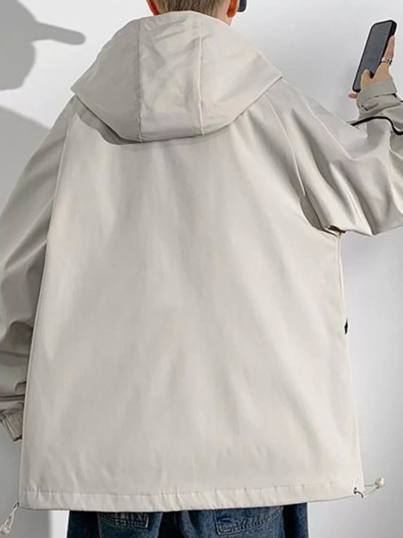 Men's Plus Size Contrast Trim Zip Up Jacket