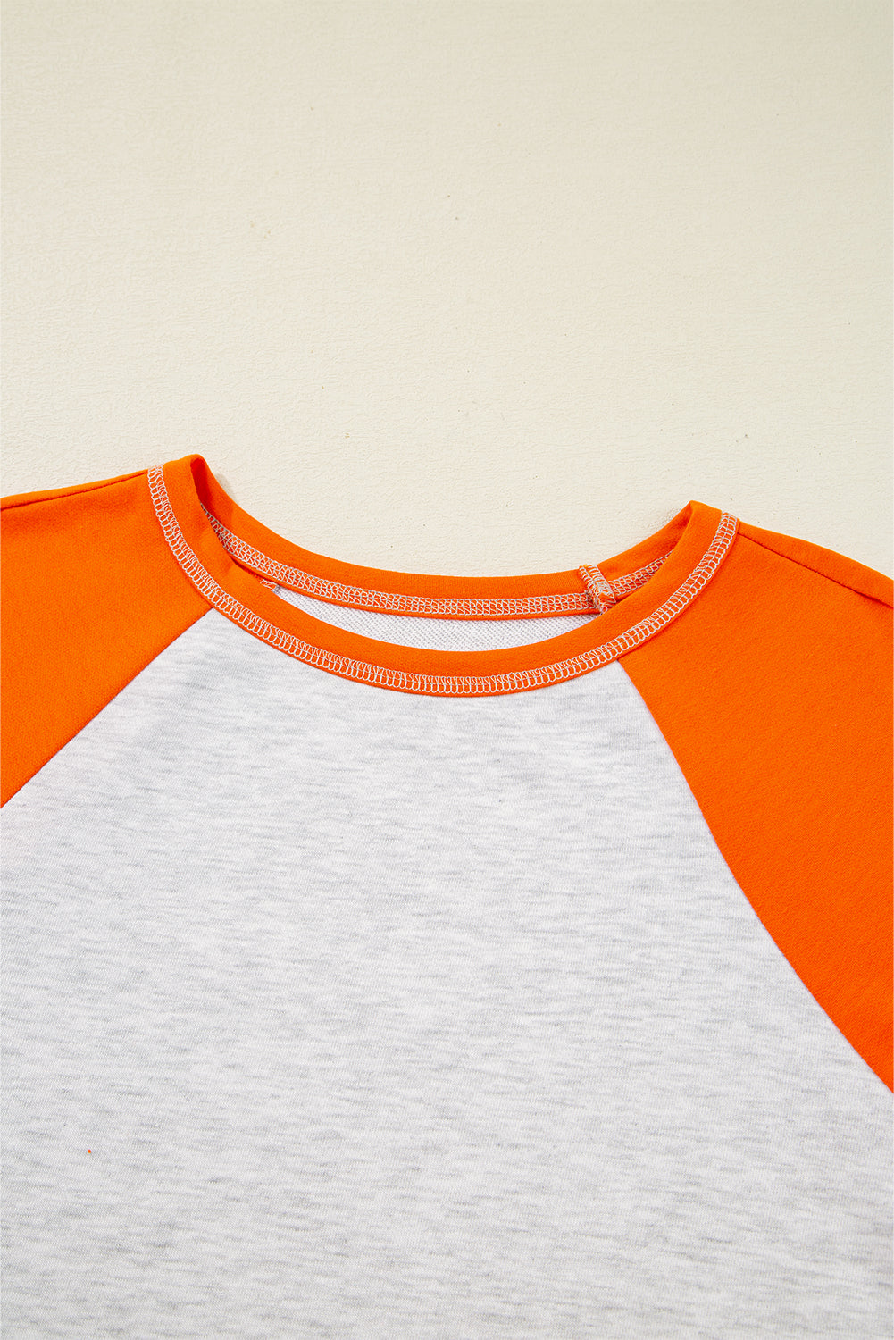 Colorblock Contrast Stitch Raglan Sleeve Top