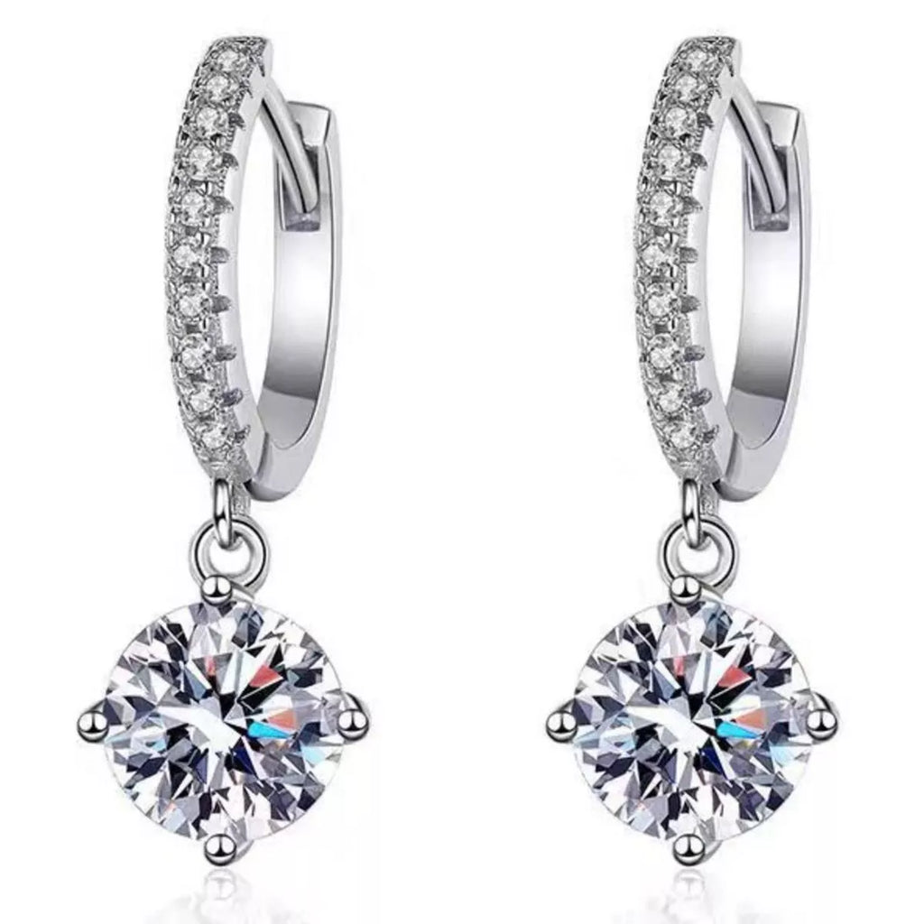 1 Carat Moissanite 925 Sterling Silver Drop Earrings