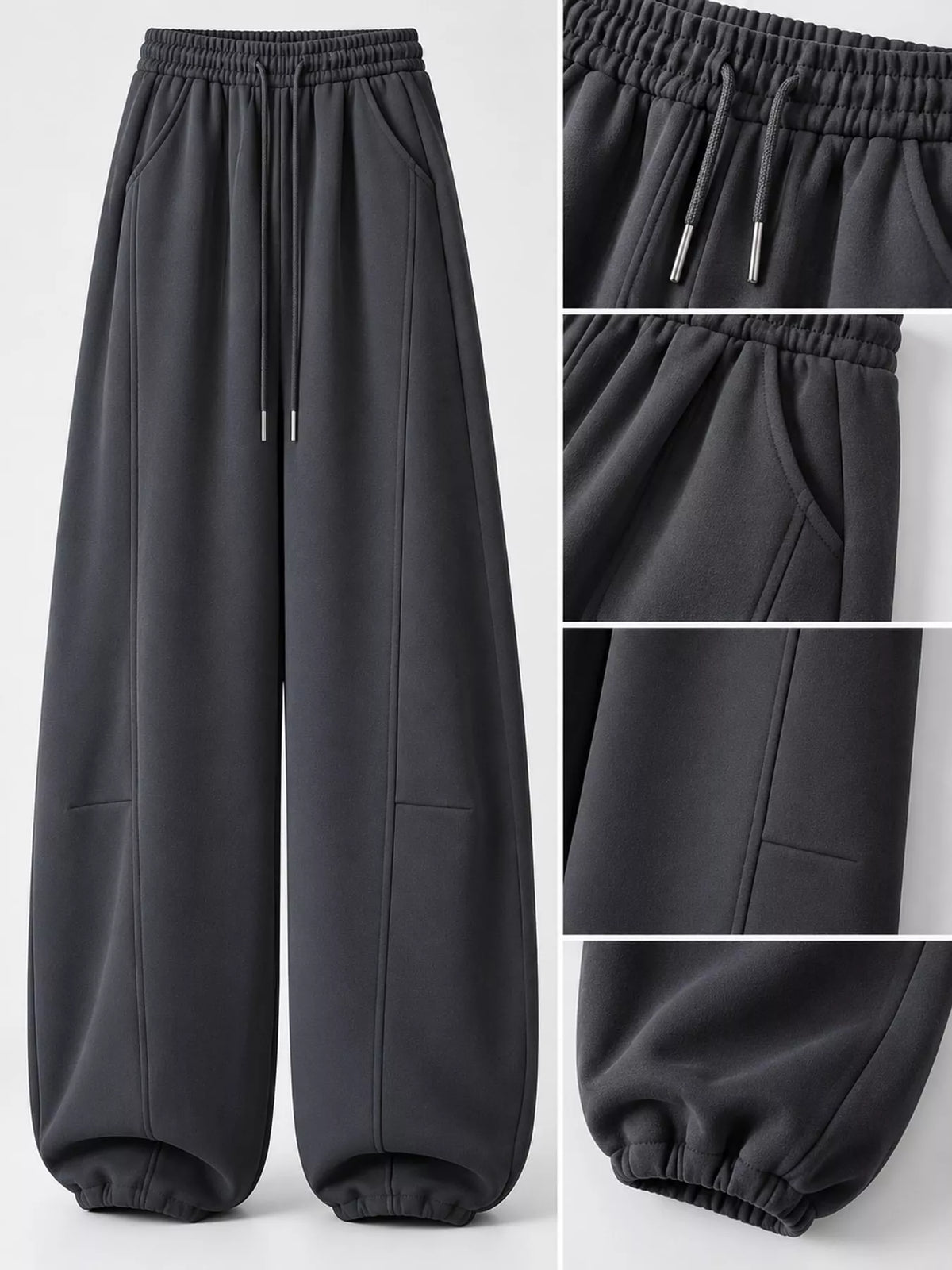 Full Size Drawstring Loose Fit Wide-Leg Sweatpants Plus Size