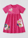 Children's Cartoon Animal Embroidered Polka Dot Dress