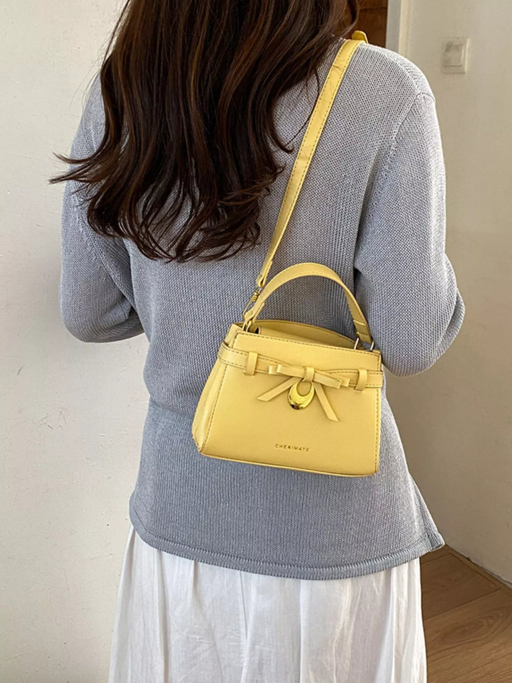 Bow PU Leather Crossbody Bag