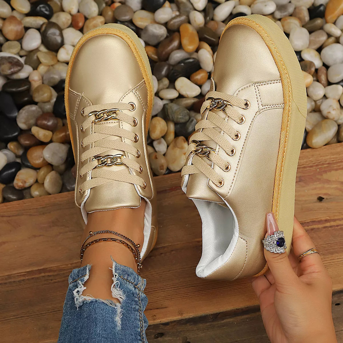 Round Toe Platform Sneakers