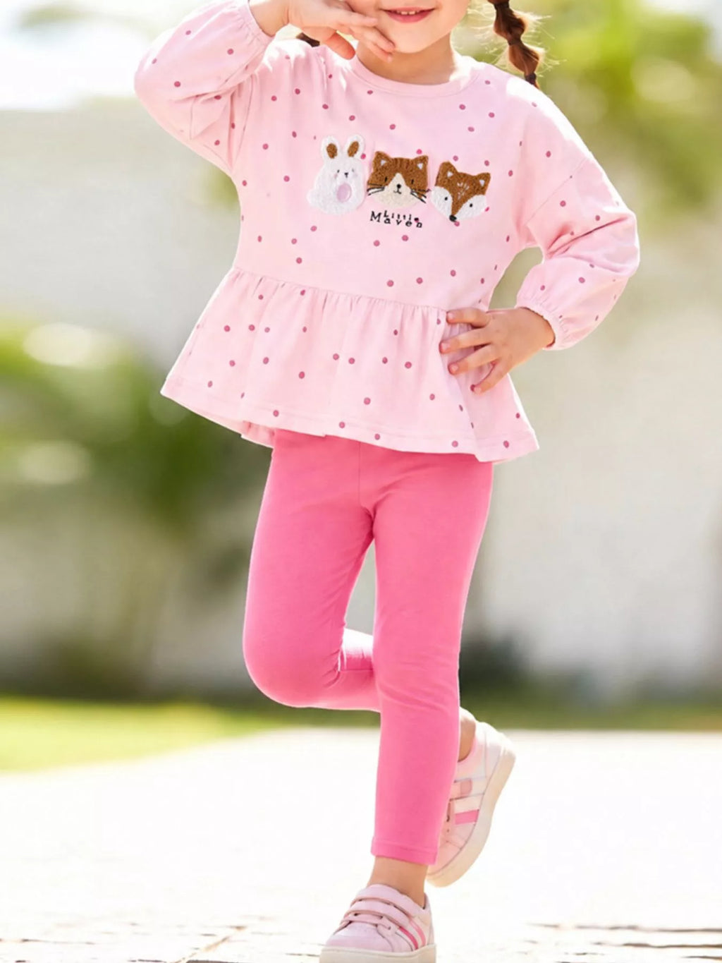 Children's Animal Peplum Top and Leggings Set