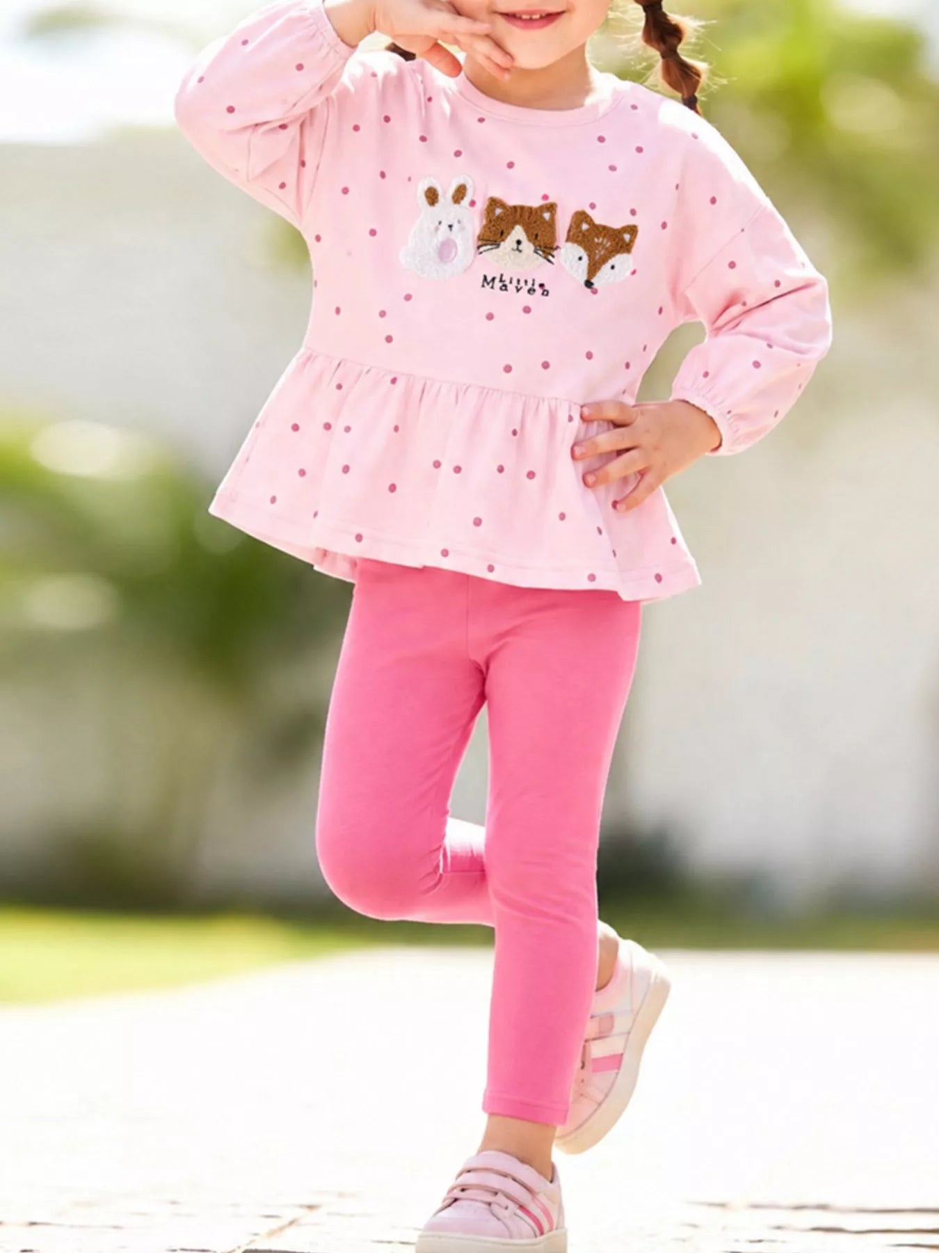 Children's Animal Peplum Top and Leggings Set