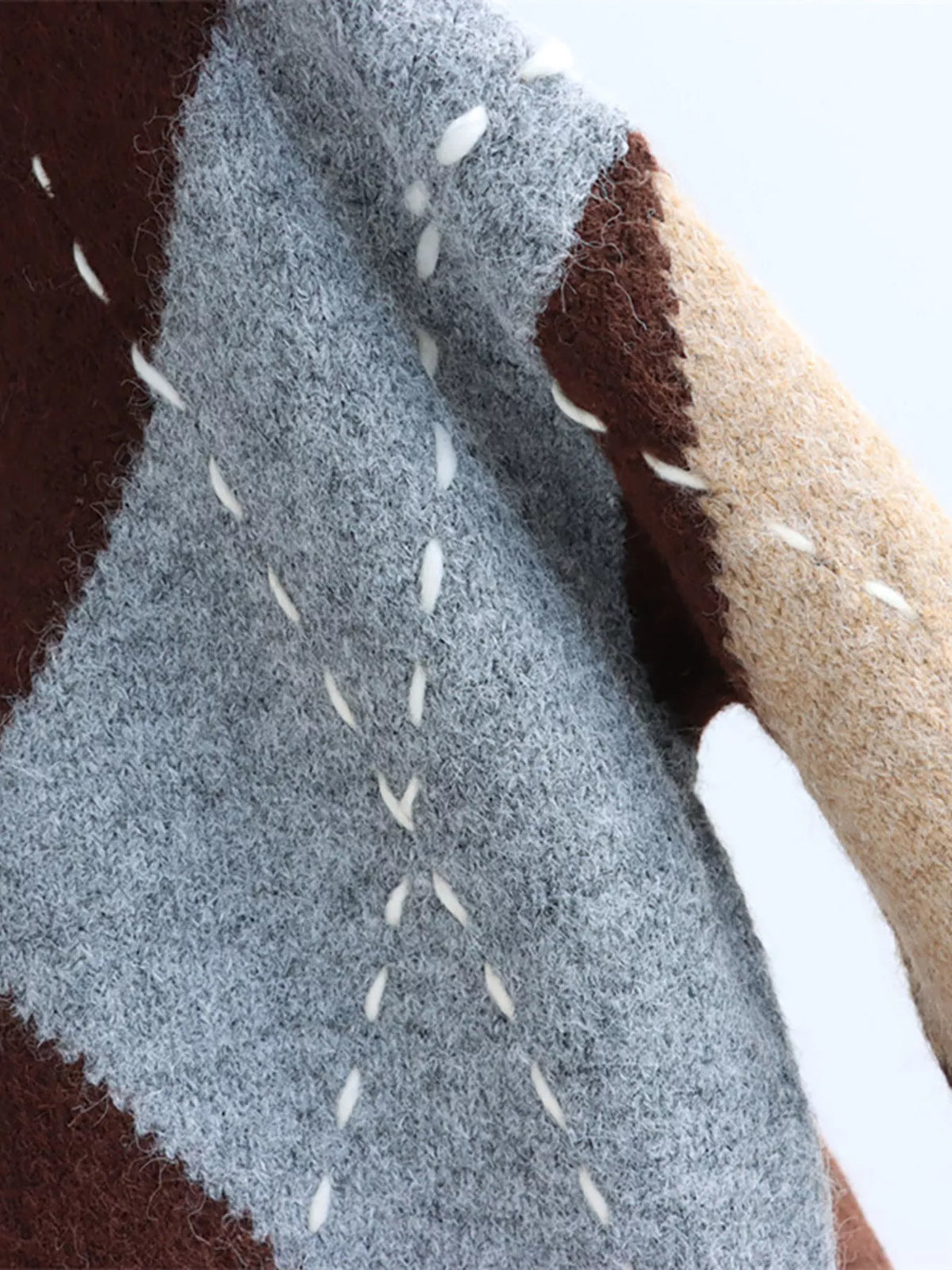 Argyle Pattern V-Neck Oversized Sweater