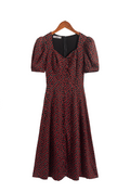 Street Short Sleeve Polka Dot Print High Waist Dress Women Sexy Floral Wrapped Chest Casual Split Dress