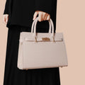 Crocodile-Embossed Leather Top Handle Handbag