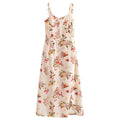 Summer French Vintage Floral Vacation Sexy Slit Strap Dress