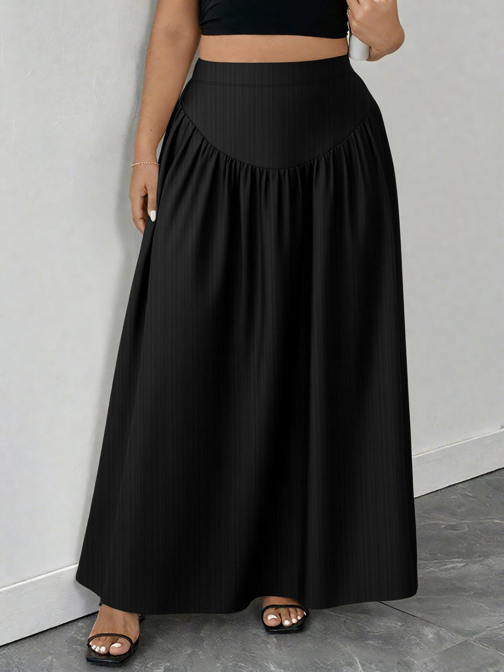 Ruched Maxi Skirt with Pockets