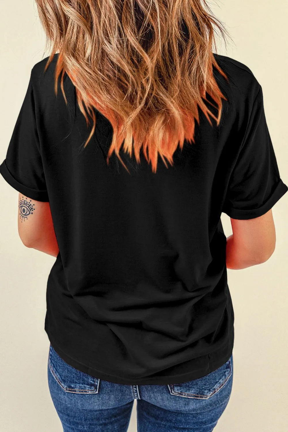 Cowboy Hat Disco Ball Patch Round Neck T-Shirt
