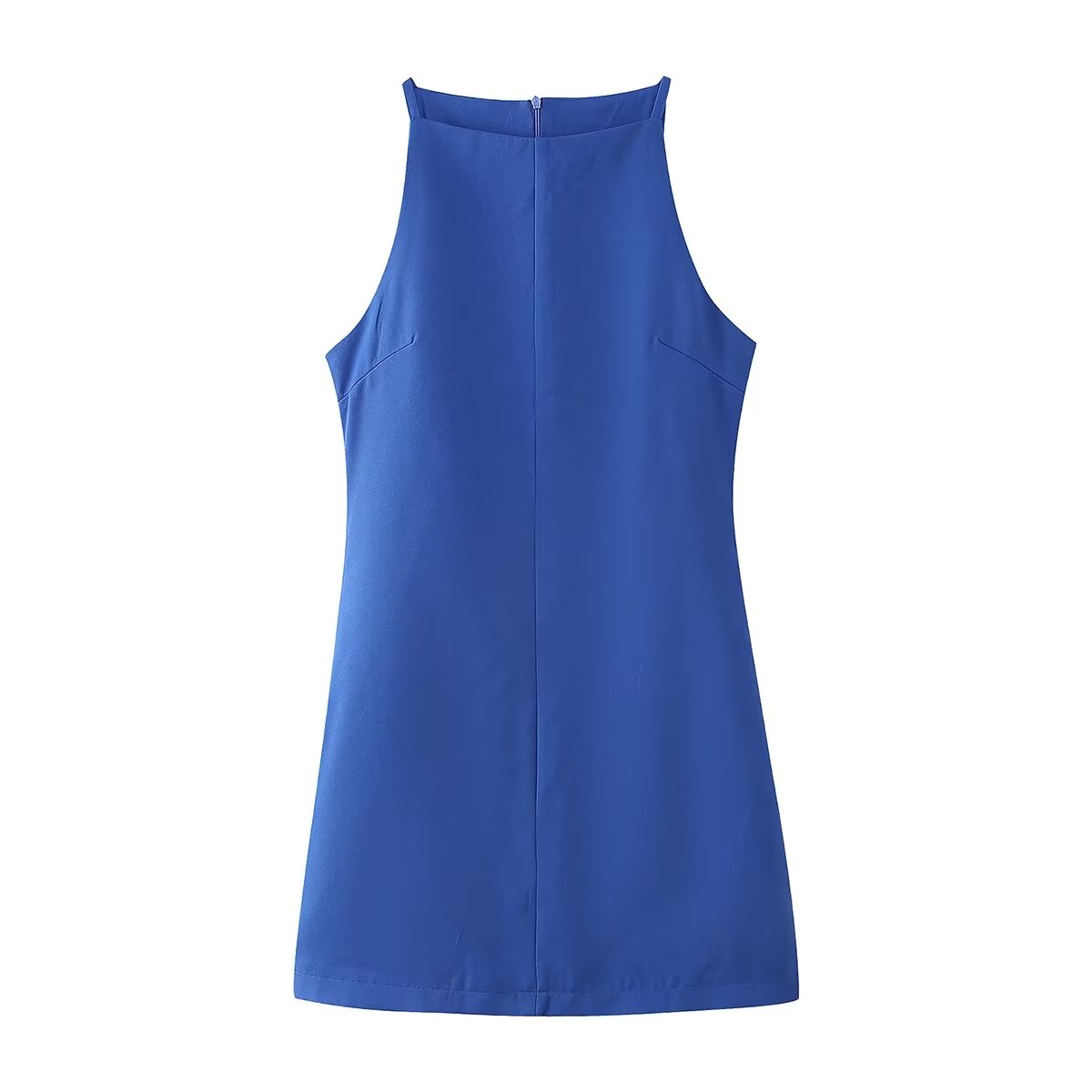 Women Clothing Summer Blue Color Back Cross Design Midi Dress