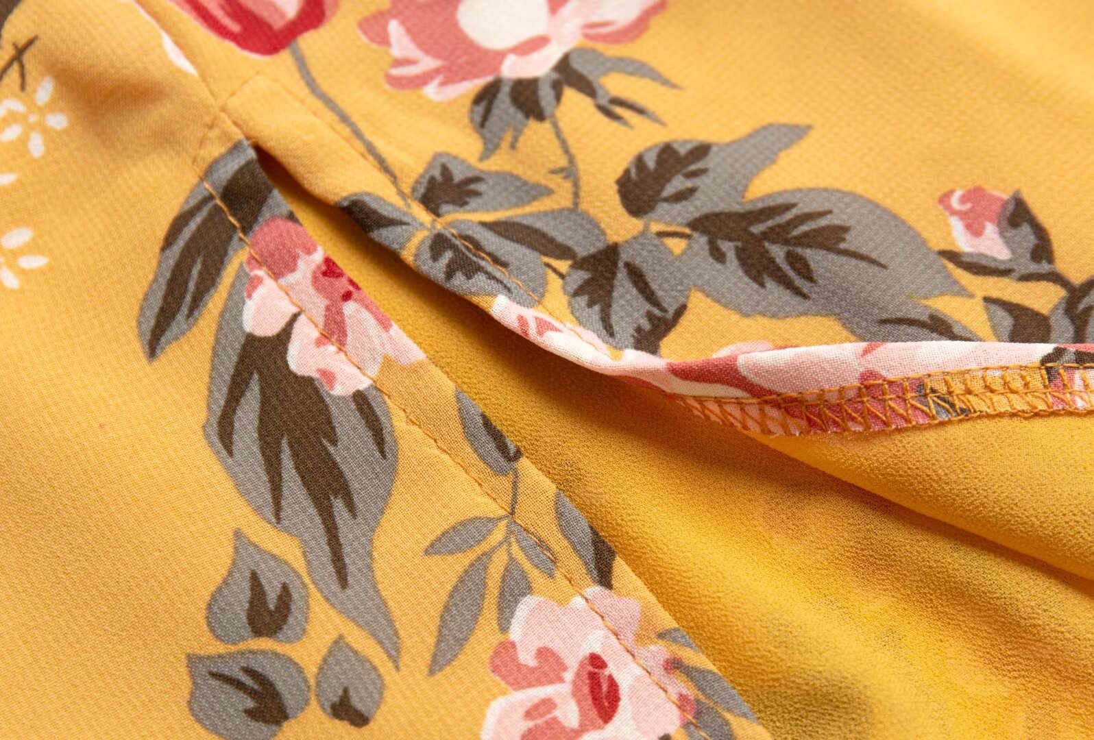 Women Clothing Retro Yellow Background with Printing Bottom Slit Strap Dress