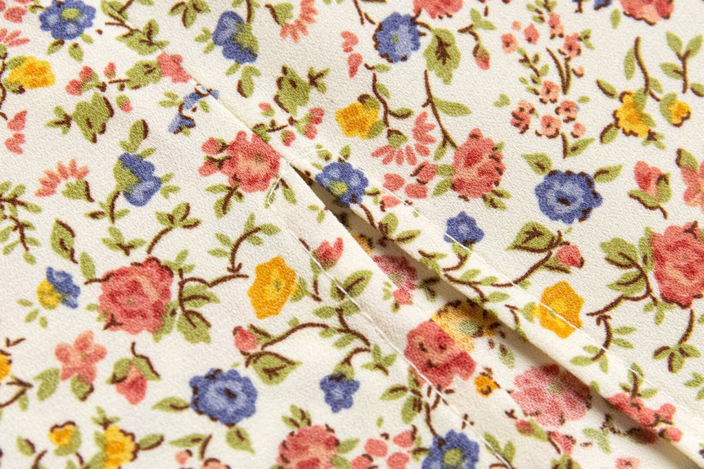 Spring Pastoral Floral Pattern Over Beige Background Square Collar Casual Camisole Dress