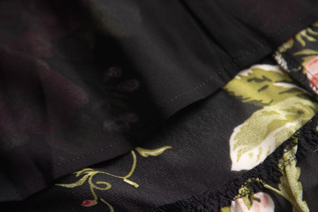 Spring Holiday Casual Strap Lace Large Floral Printed Maxi Dress