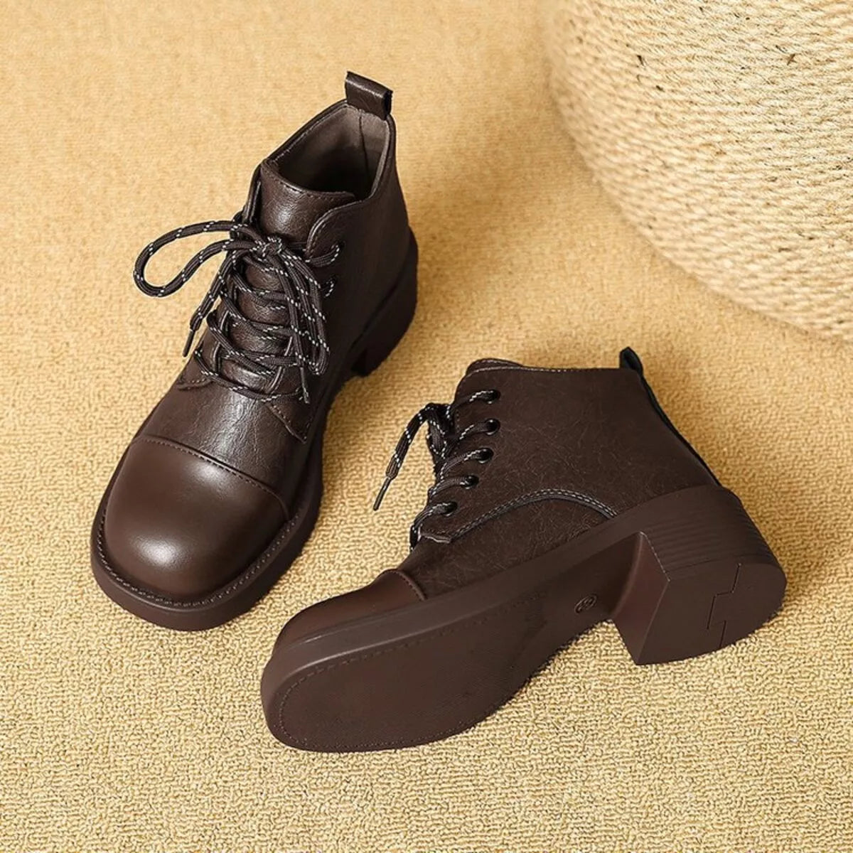 Round Toe Block Heels Boots