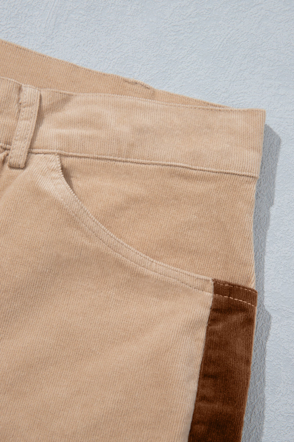 Smoke Gray Corduroy Side Panel Colorblock Straight Leg Pants
