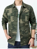 Men's Plus Size Camouflage Print Long Sleeve Shirt