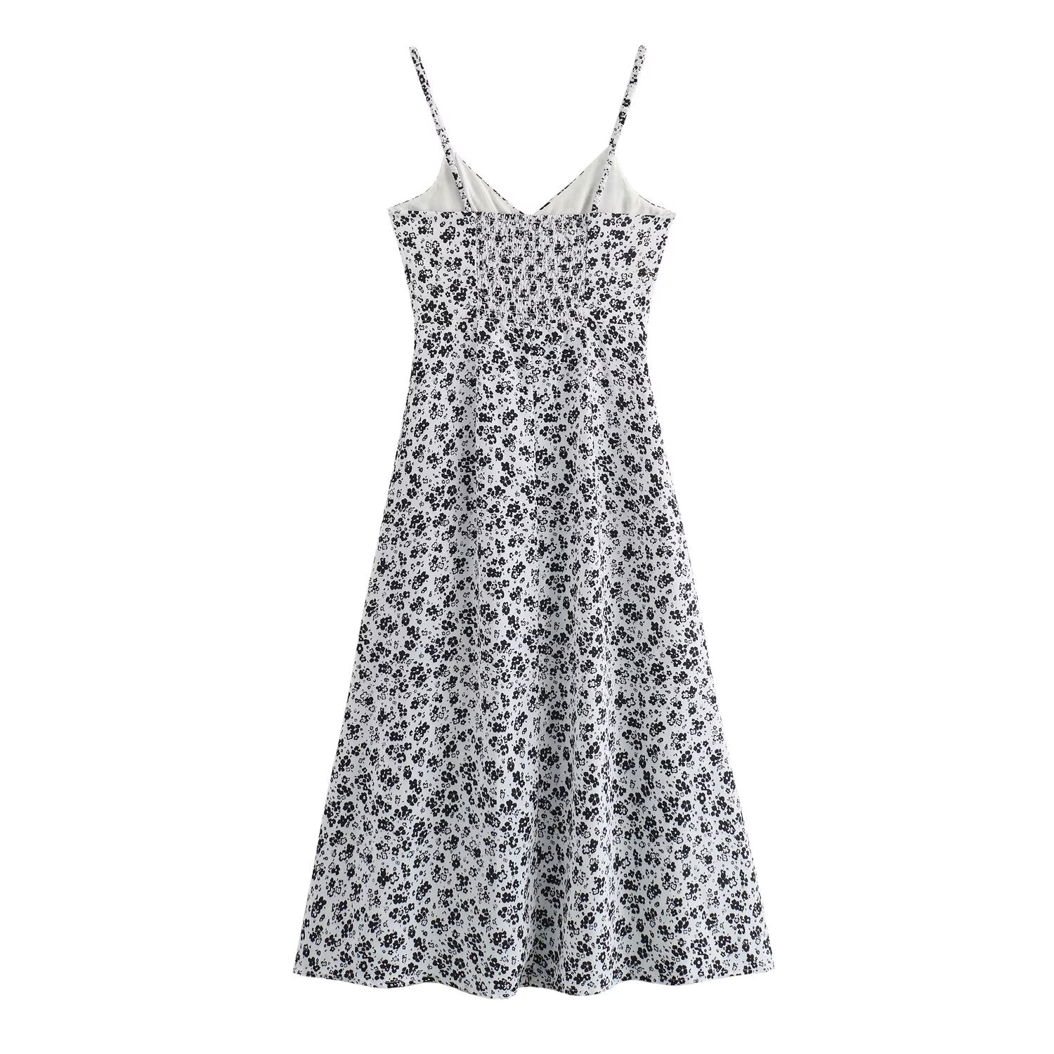 Summer Women Clothing Elegant Slightly Mature Floral Printing Shoulder Girdle Dress