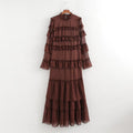 Summer Women Clothing Casual Simple Multi Layer Ruffled Dress Maxi Dress