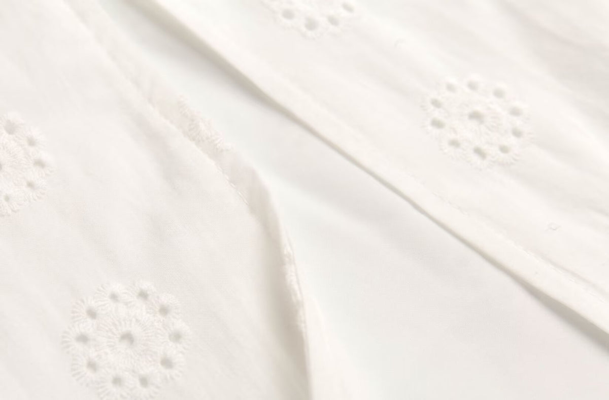 Summer High Grade Embroidered Dress Women Elegant Tied Waist Trimming Short Sleeved Long Dress