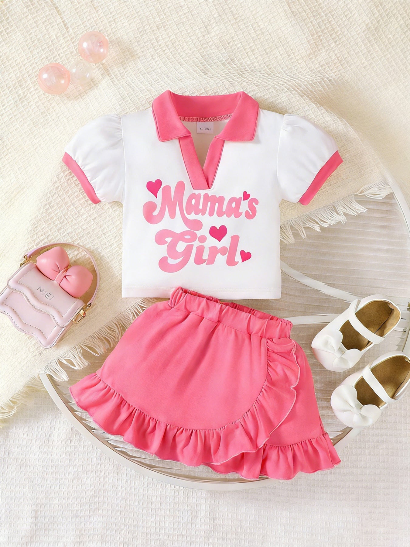 Children's Mama's Girl Short Sleeve Top and Ruffle Skirt Set