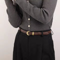 Leather Belt with Golden Buckle