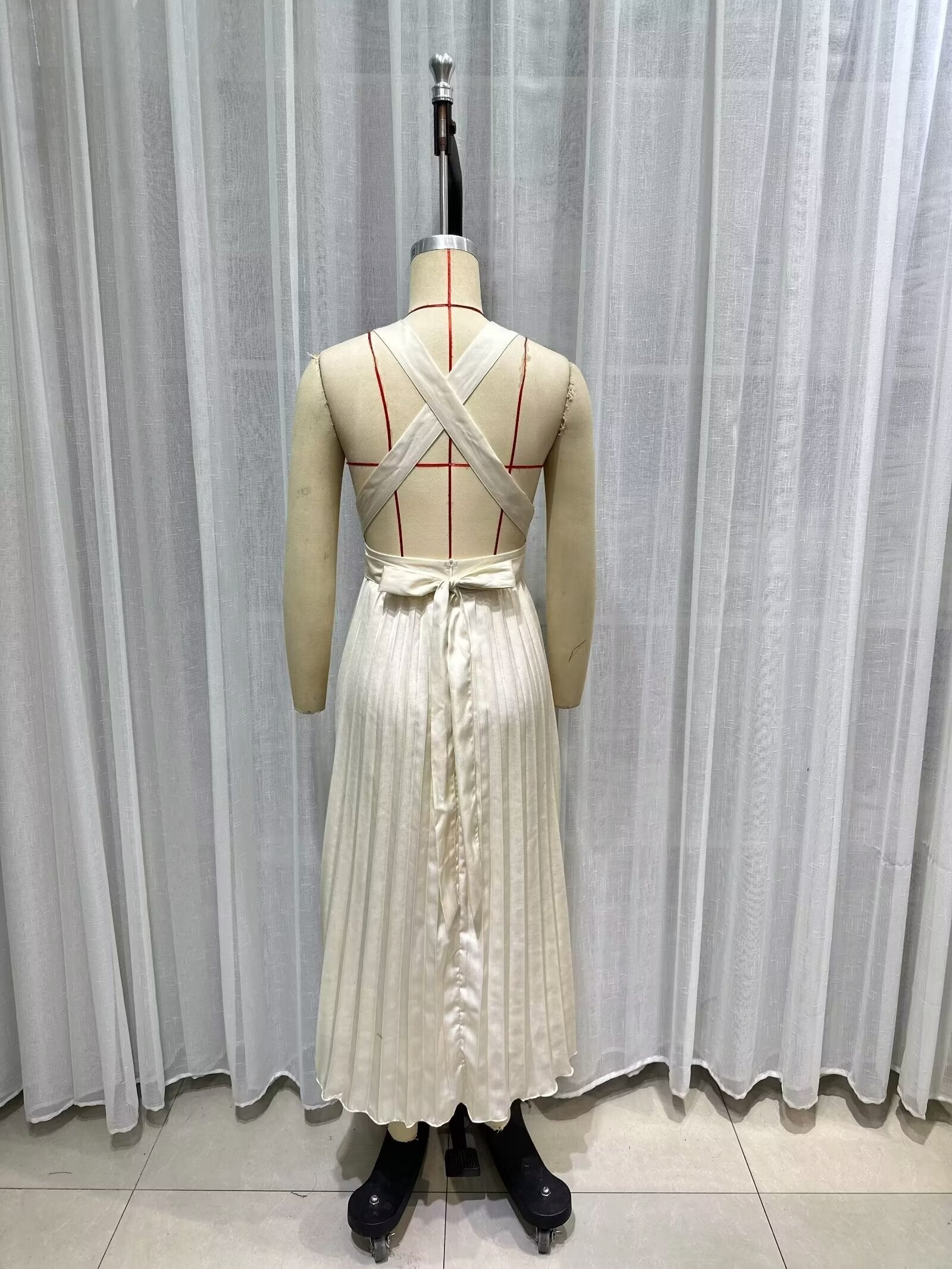 Summer Dress Sexy Back Hollow Out Cutout Cross Strap Design Dress