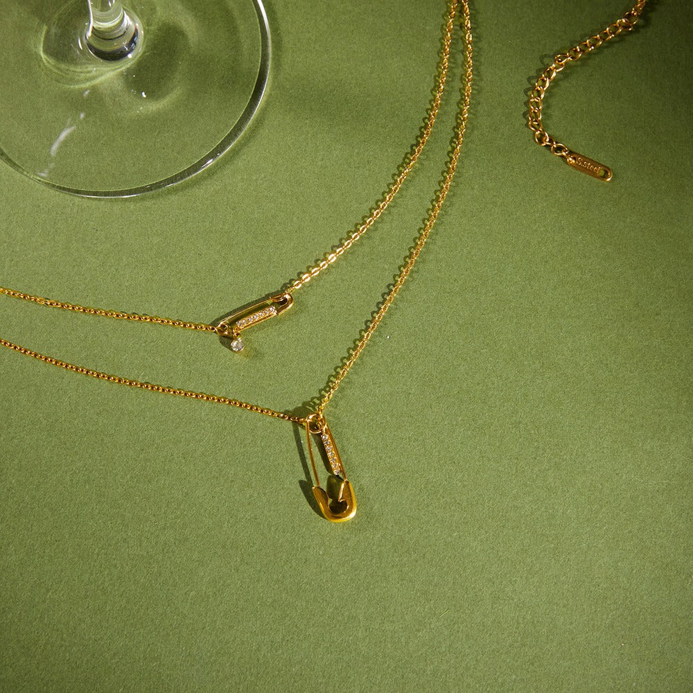 Safety Pin Layered Necklace