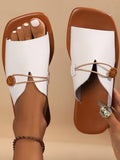 Nude Leather Open Toe Sandals