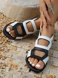 Contrast Multi-Strap Gladiator Flats Sandals