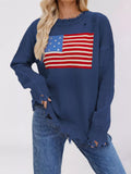 Distressed American Flag Graphic Sweater