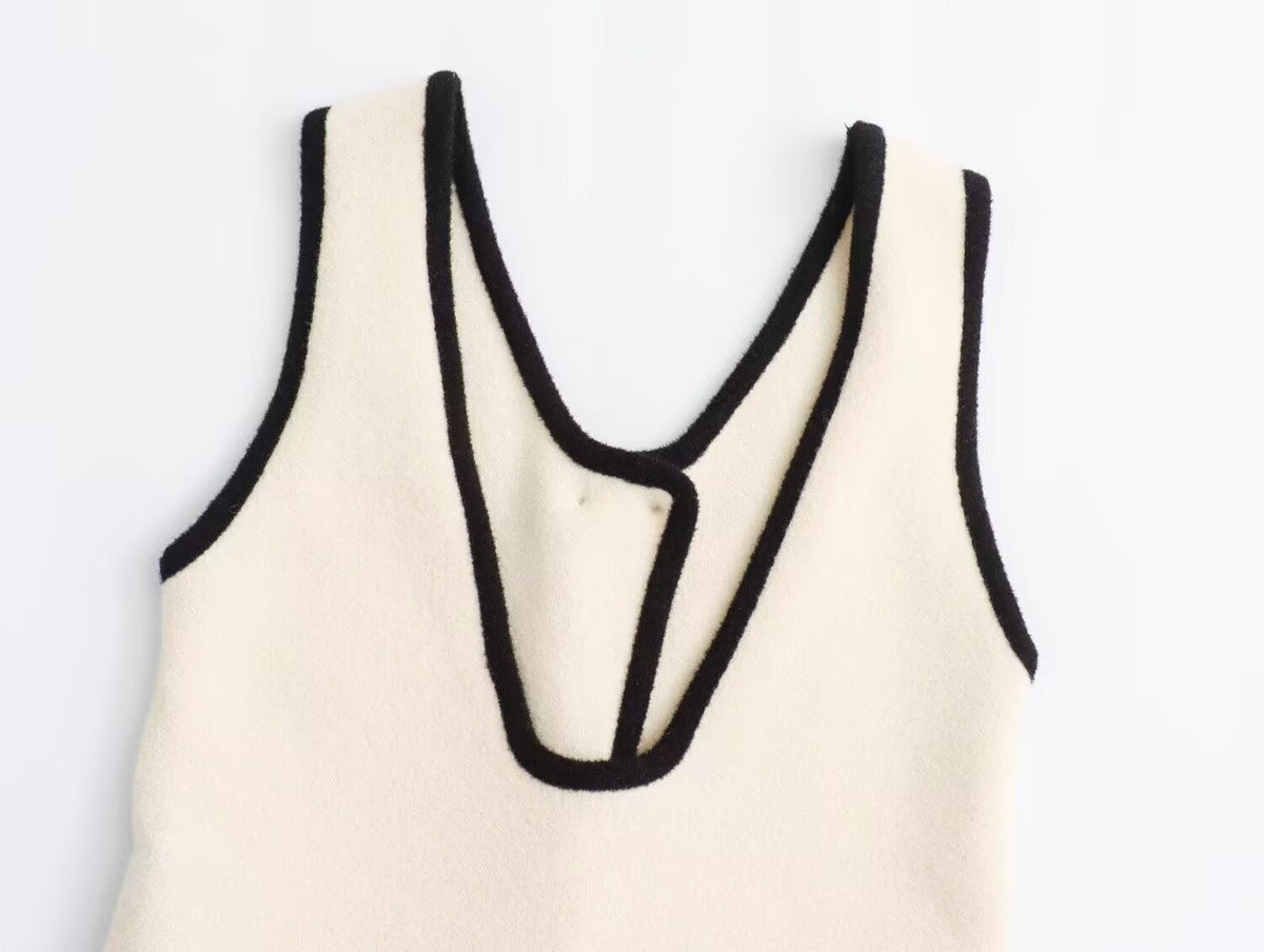Fall Women Clothing Hemming Hepburn Thickened Knitting Vest Dress