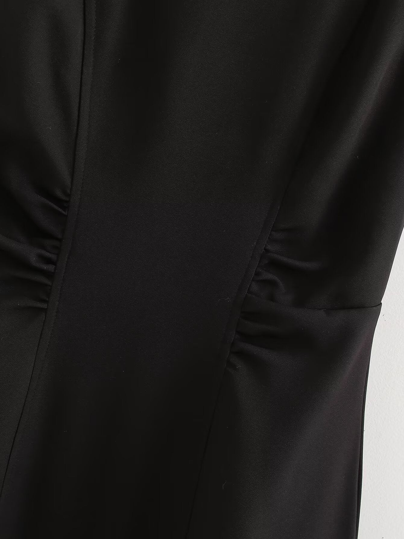 Autumn Winter Pleated Decorative Sleeveless Round Neck Midi Dress Women Intellectual Black Waist Tight Professional Dress
