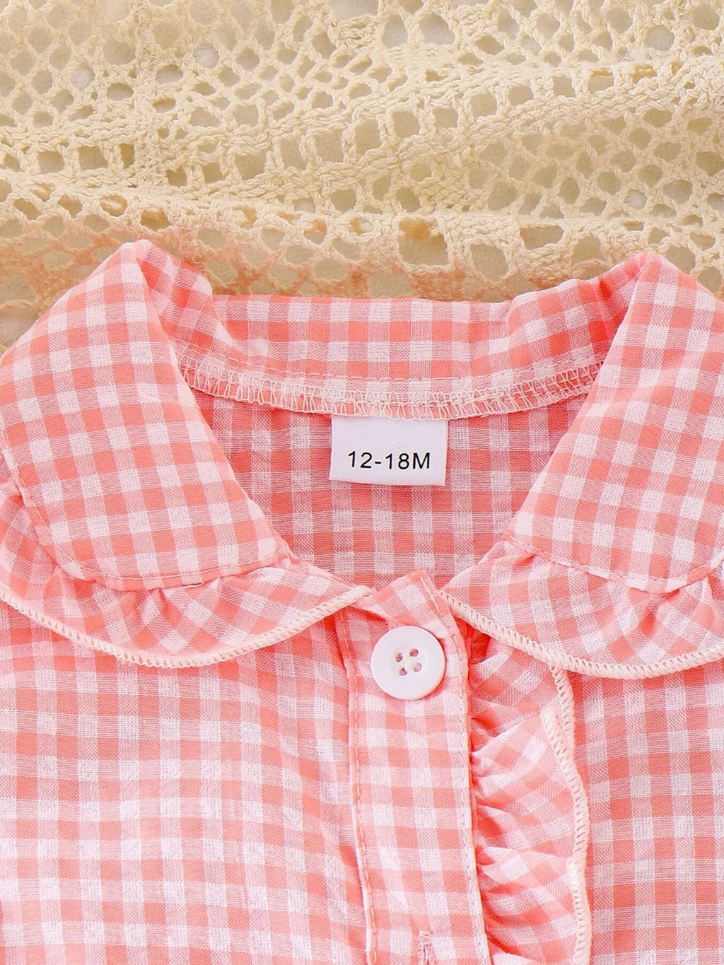 Children's Gingham Ruffle Collar Sleeveless Shirt