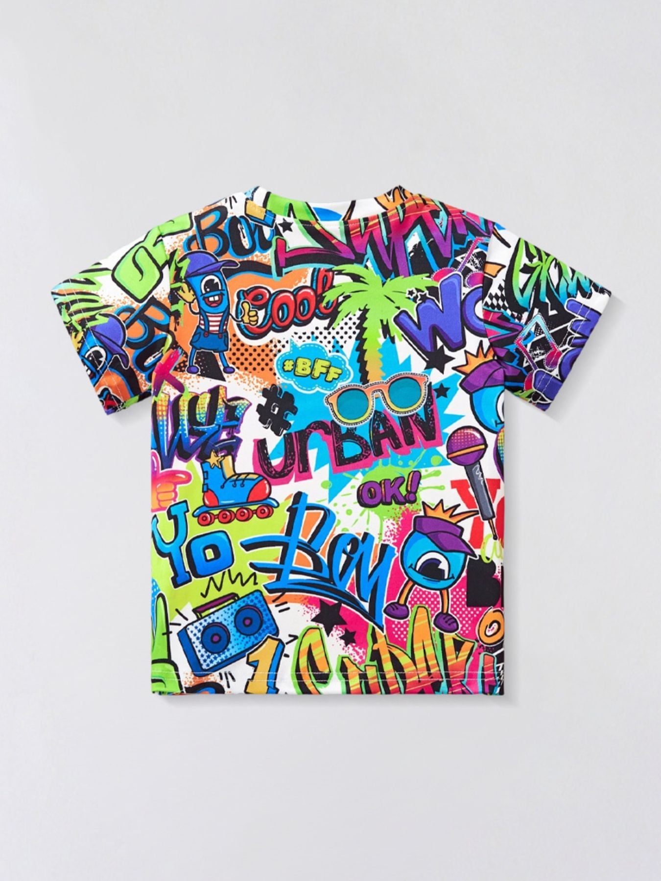 Children's Graffiti Print Crew Neck T-Shirt