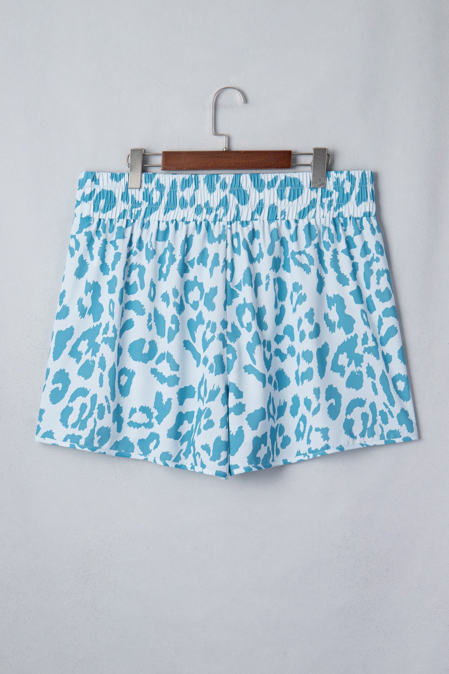 Beau Blue Plus Size Leopard Elastic Waist Athletic Shorts