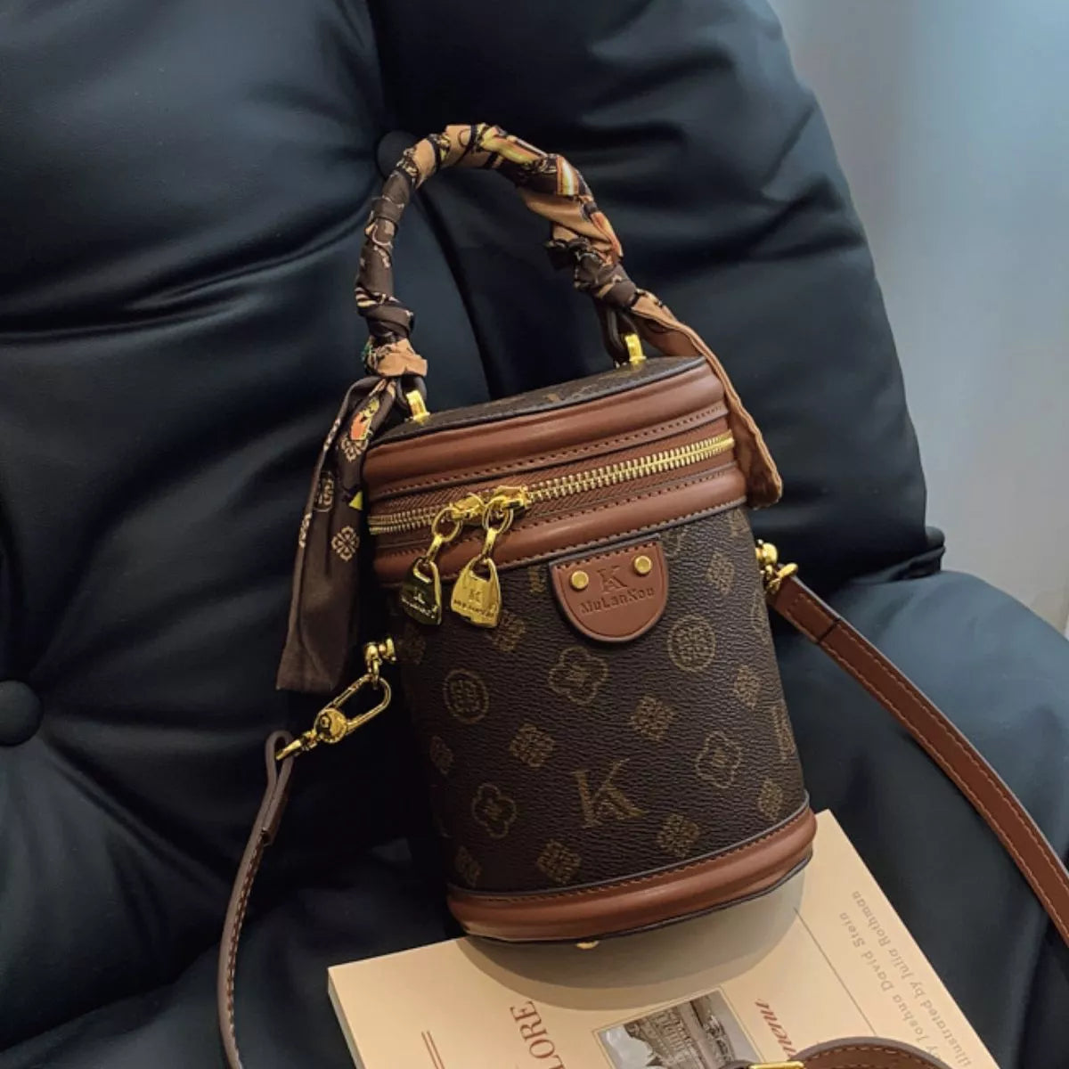 Top Handle Bucket Crossbody Bag