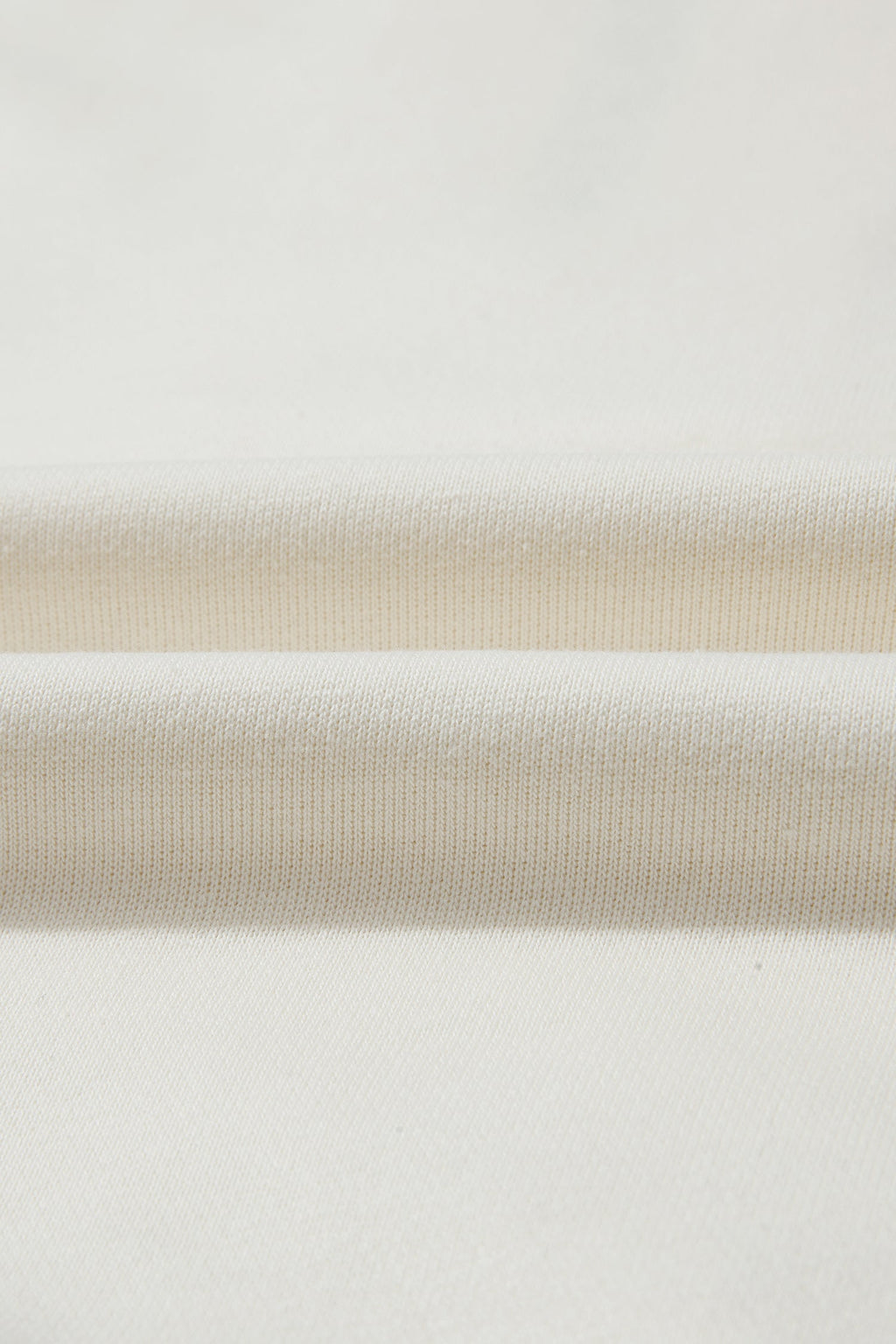 Beige Solid Color Textured Sleeve Patchwork Half Zip Hoodie