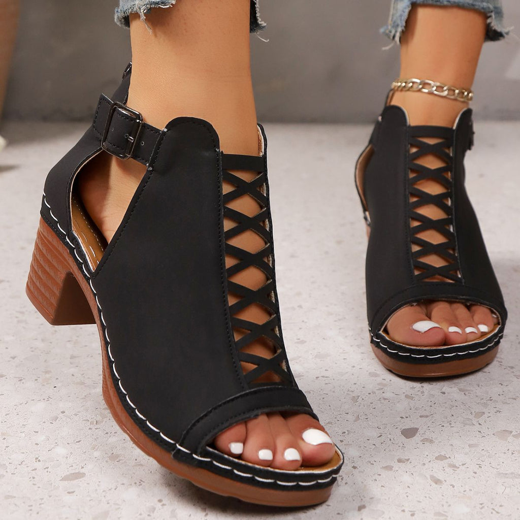 Open Toe Block Heels Sandals