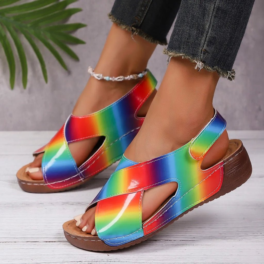 Colorful Cutout Wedge Sandals